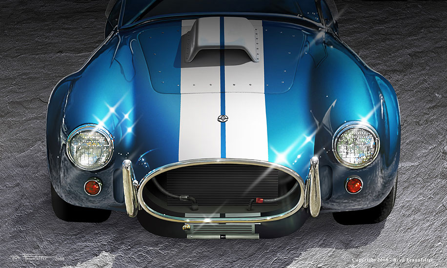 Brad Fraunfelter's exquisite illustration of a blue Cobra classic sports car