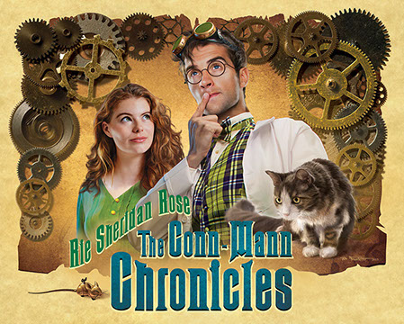 Poster design for Rie Sheridan Rose' "The Conn-Mann Chronicals, illustrated by Brad Fraunfelter.