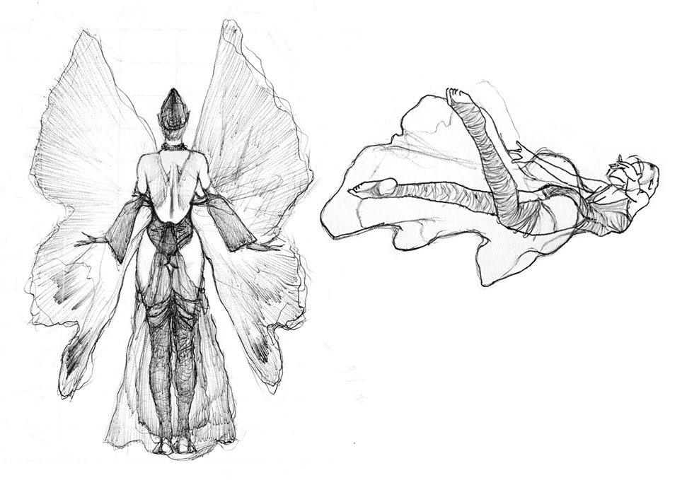 Preparatory sketches and studies for the "Firefly" illustration