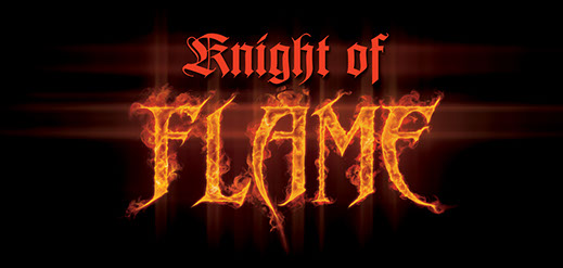 Logo design illustration for "Knight of Flame" book cover