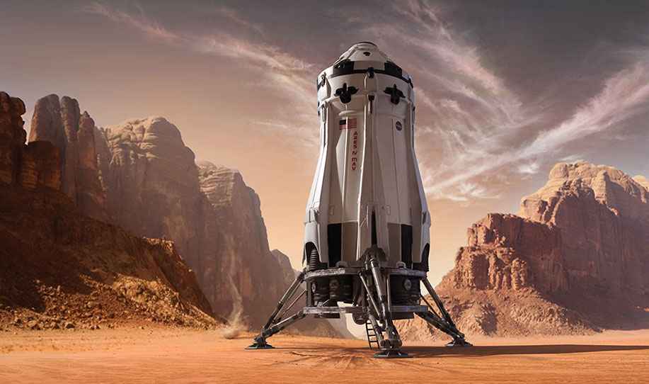 Illustration of Mars Ascent Vehicle for Fantastic Plastic Model Kit. The MAV is from the movie "The Martian."