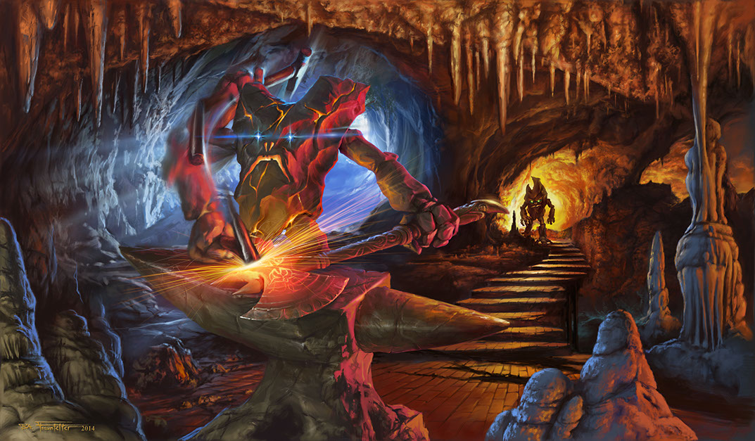 Muncle's Forge book cover illustration. One of the characters in the book "Knight of Flame" by Scott Edar.